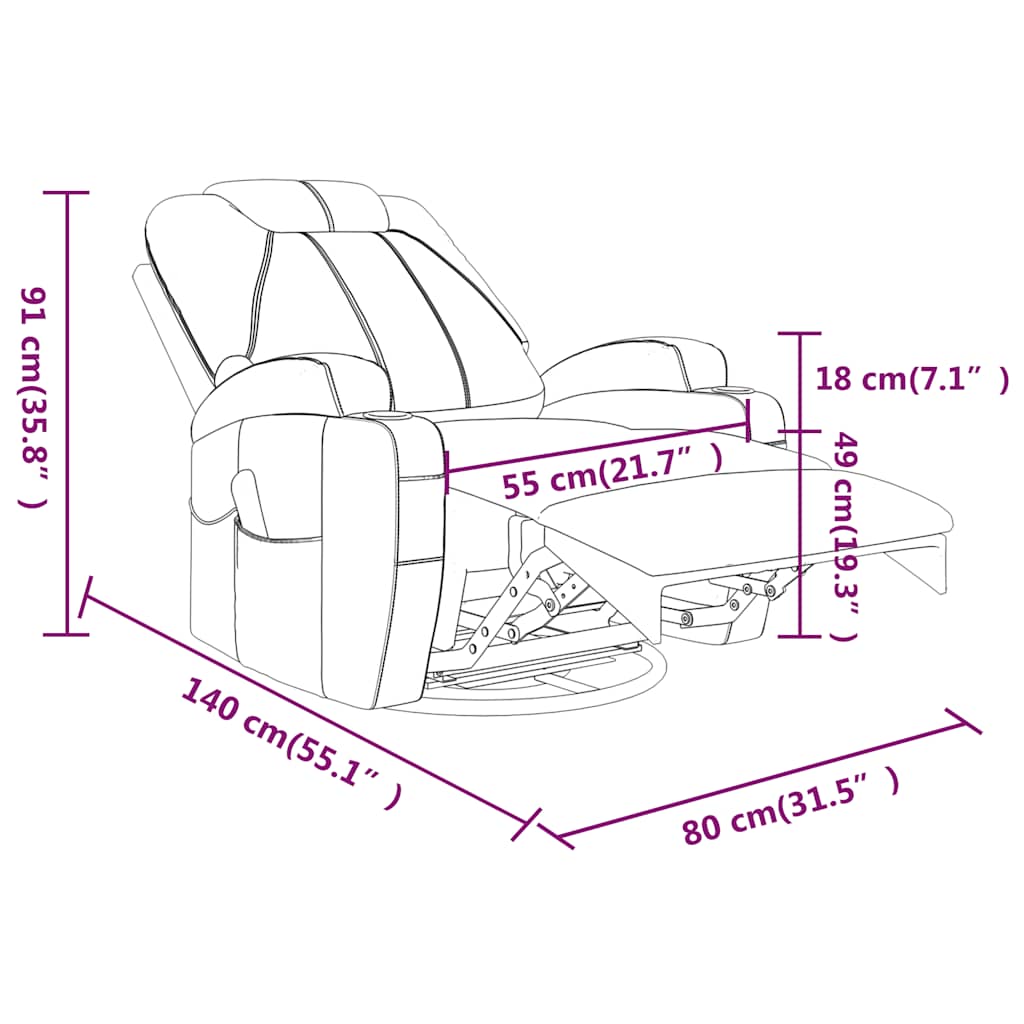Fauteuil à bascule de massage Anthracite Similicuir Fauteuils électriques vidaXL