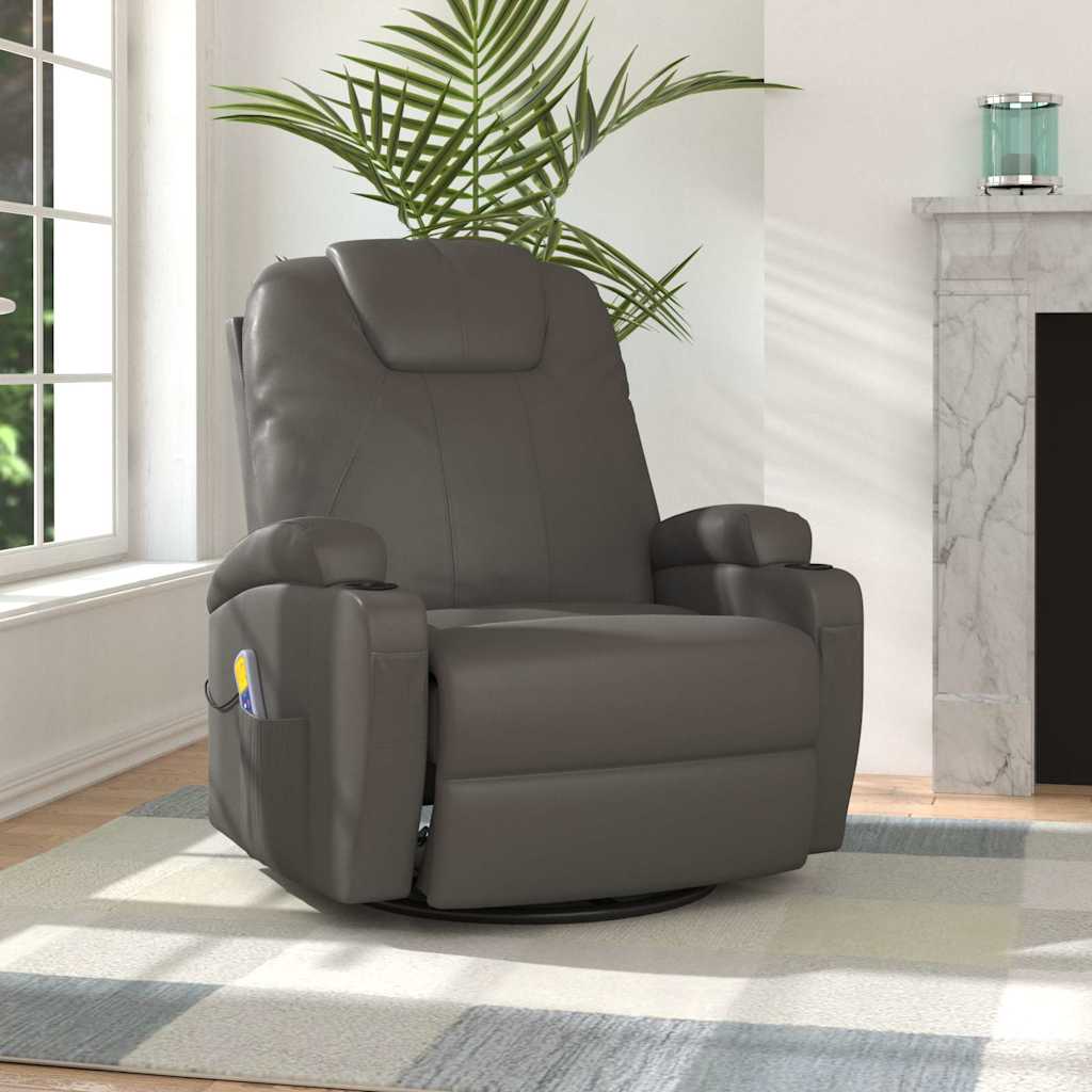 Fauteuil à bascule de massage Anthracite Similicuir Fauteuils électriques vidaXL