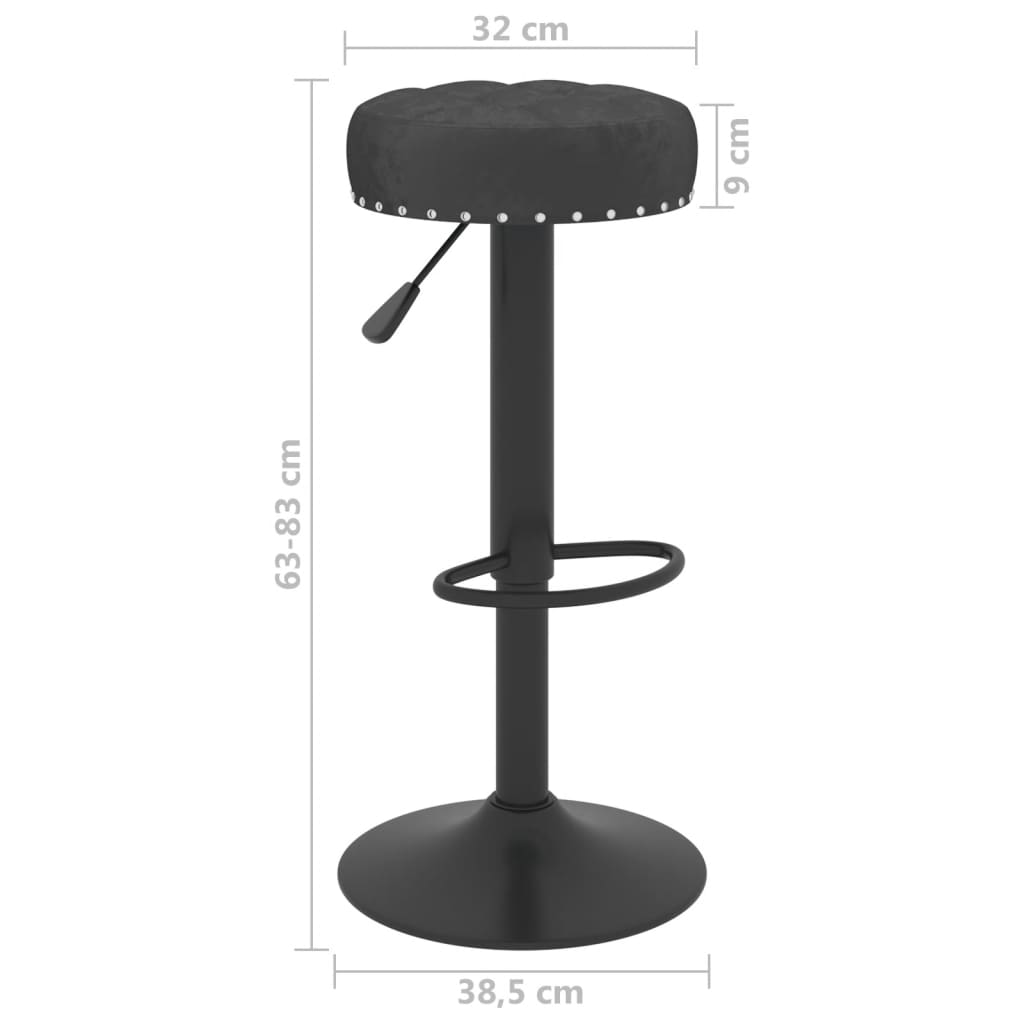 Tabourets de bar lot de 2 noir velours - XIOS