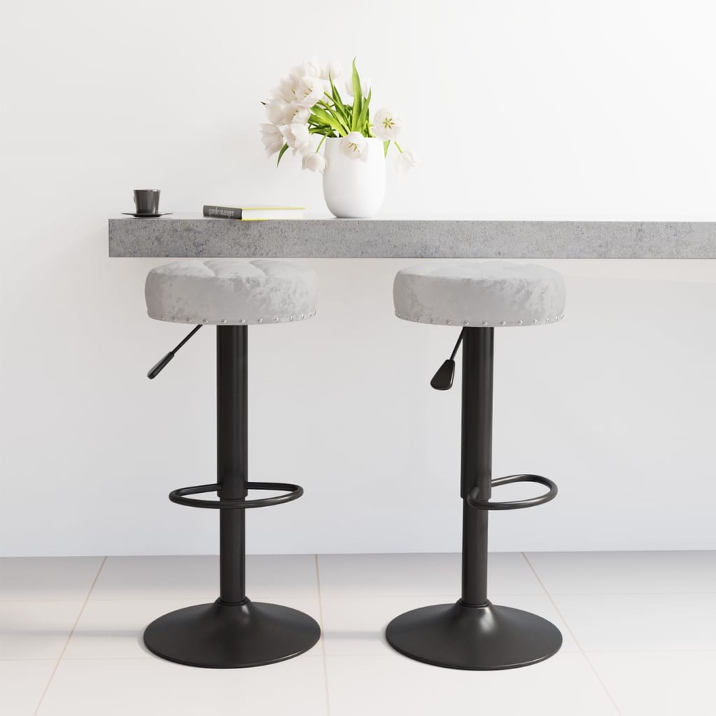 Tabourets de bar lot de 2 gris velours - XIOS
