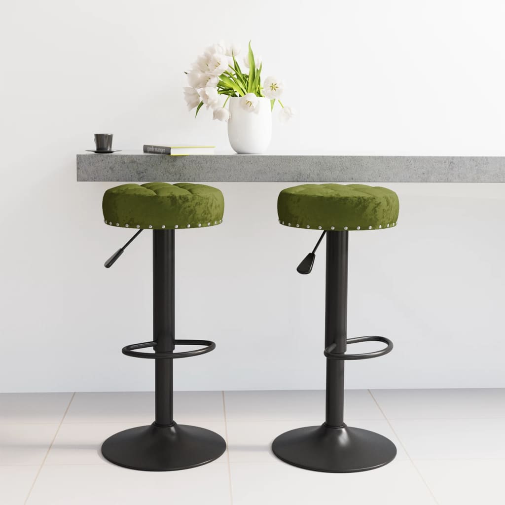 Tabourets de bar lot de 2 vert clair velours - XIOS