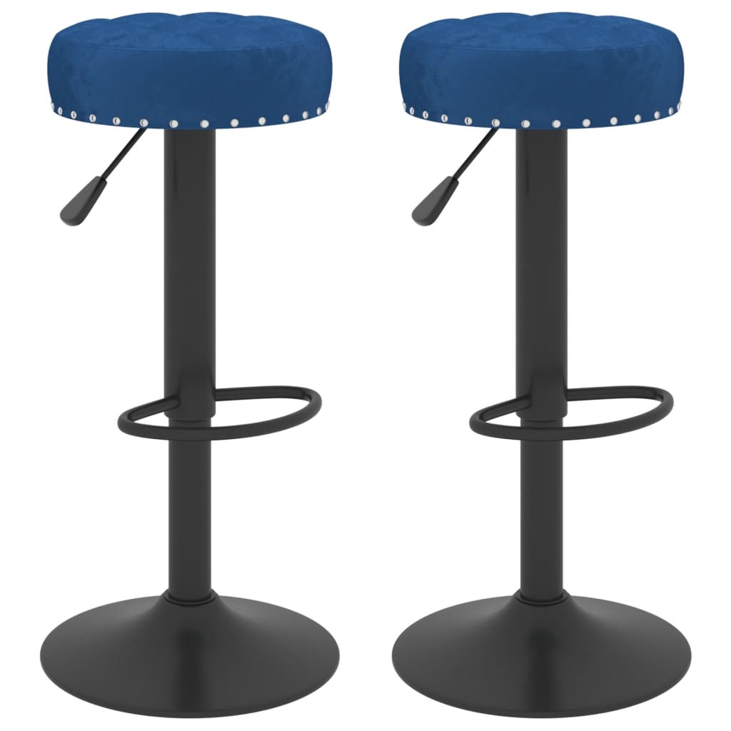 Tabourets de bar lot de 2 bleu velours - XIOS
