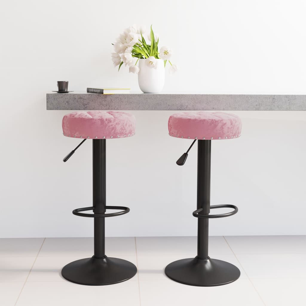 Tabourets de bar lot de 2 rose velours - XIOS