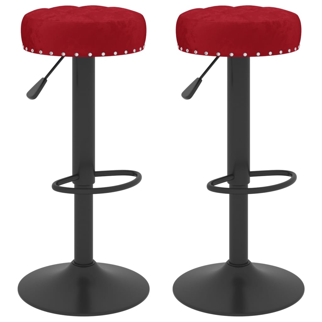 Tabourets de bar lot de 2 rouge bordeaux velours - XIOS