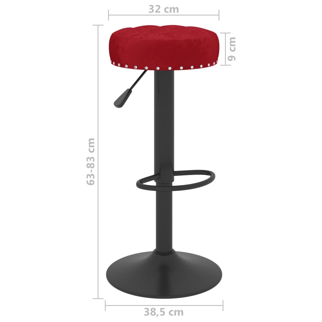 Tabourets de bar lot de 2 rouge bordeaux velours - XIOS