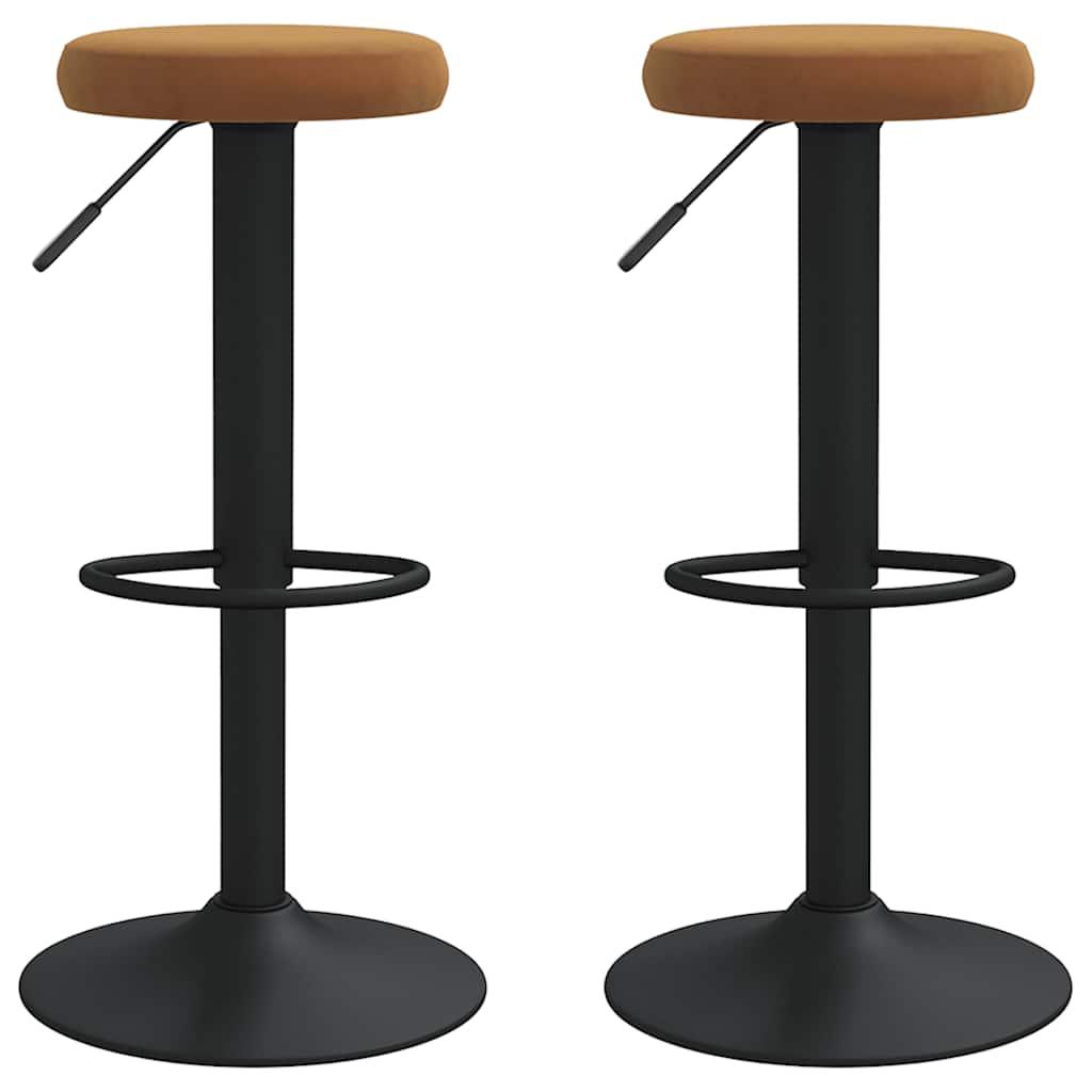 Tabourets de bar lot de 2 marron velours - XIOS