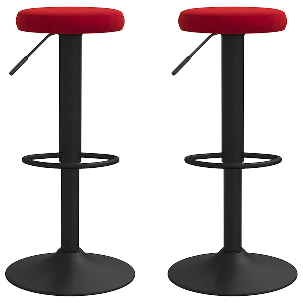 Tabourets de bar lot de 2 rouge bordeaux velours - XIOS