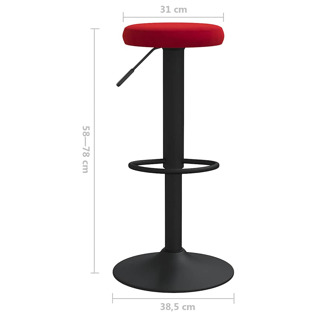 Tabourets de bar lot de 2 rouge bordeaux velours - XIOS