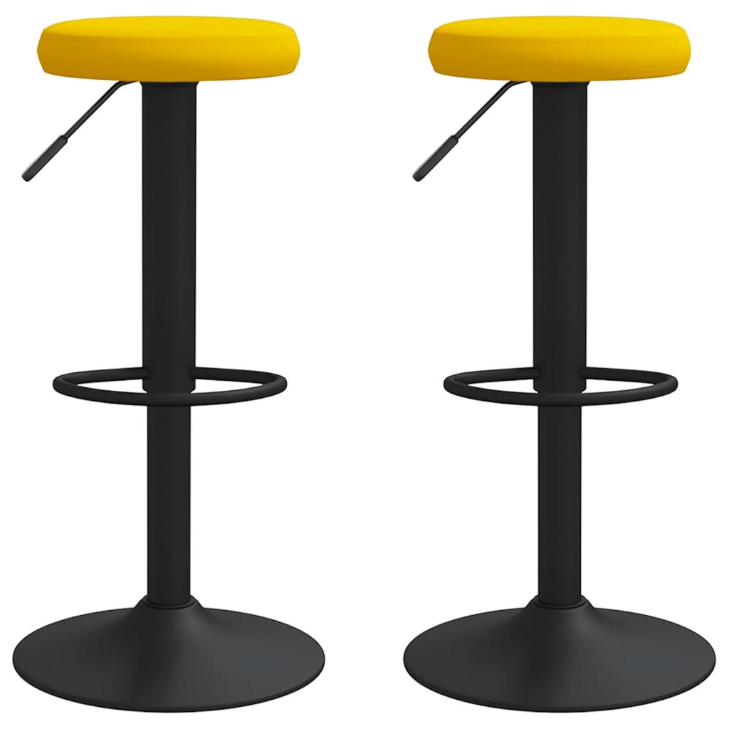 Tabourets de bar lot de 2 jaune moutarde velours - XIOS