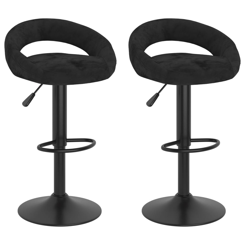 Tabourets de bar lot de 2 noir velours - XIOS