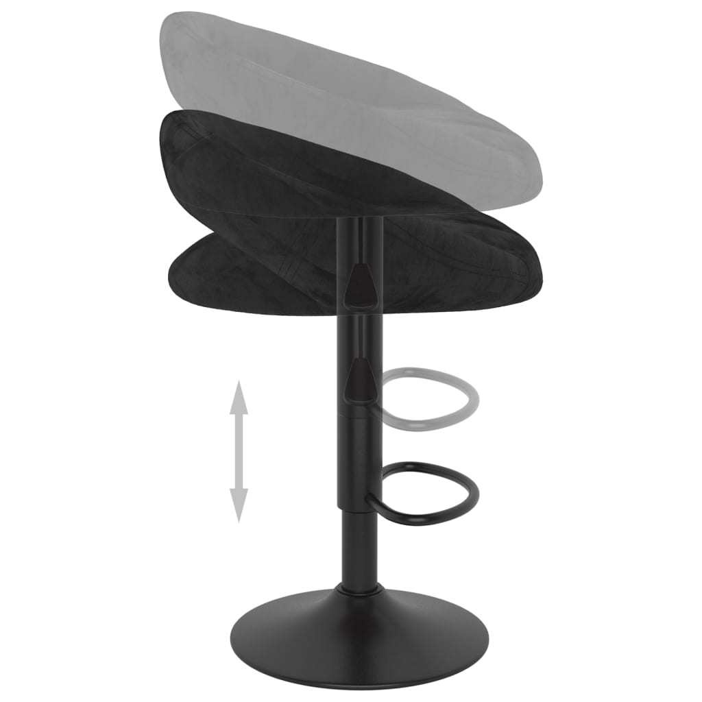 Tabourets de bar lot de 2 noir velours - XIOS