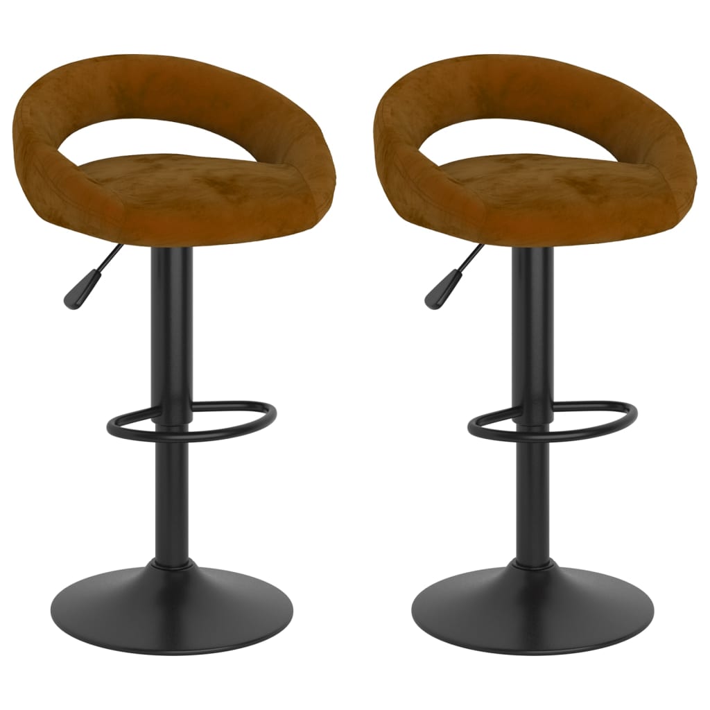 Tabourets de bar lot de 2 marron velours - XIOS