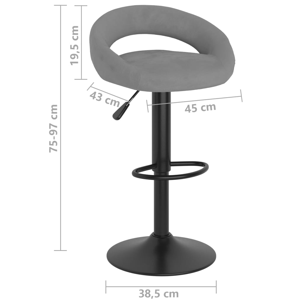 Tabourets de bar lot de 2 gris clair velours - XIOS