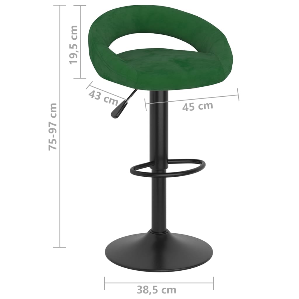 Tabourets de bar lot de 2 vert foncé velours - XIOS
