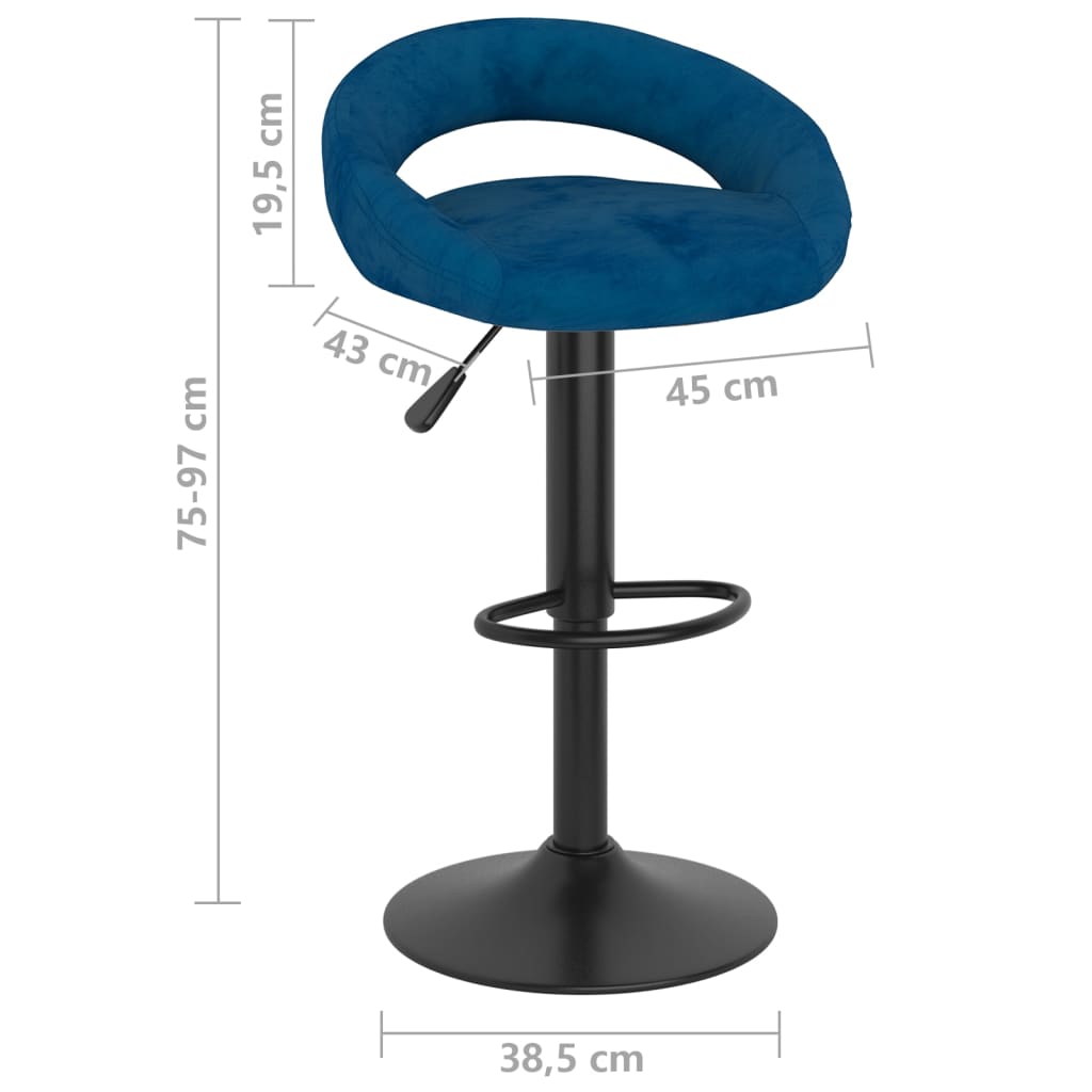 Tabourets de bar lot de 2 bleu velours - XIOS