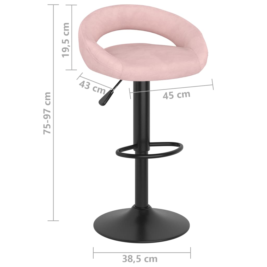 Tabourets de bar lot de 2 rose velours - XIOS