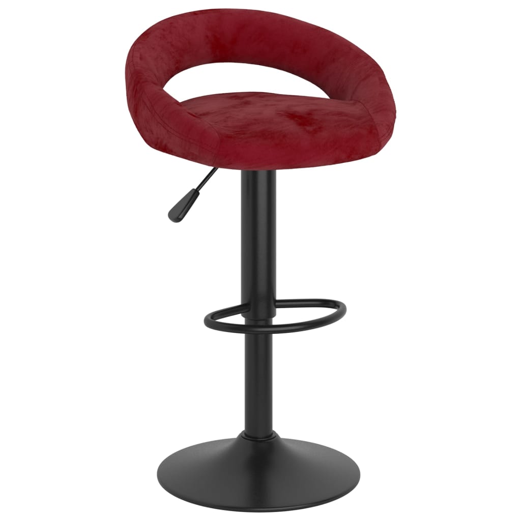 Tabourets de bar lot de 2 rouge bordeaux velours - XIOS