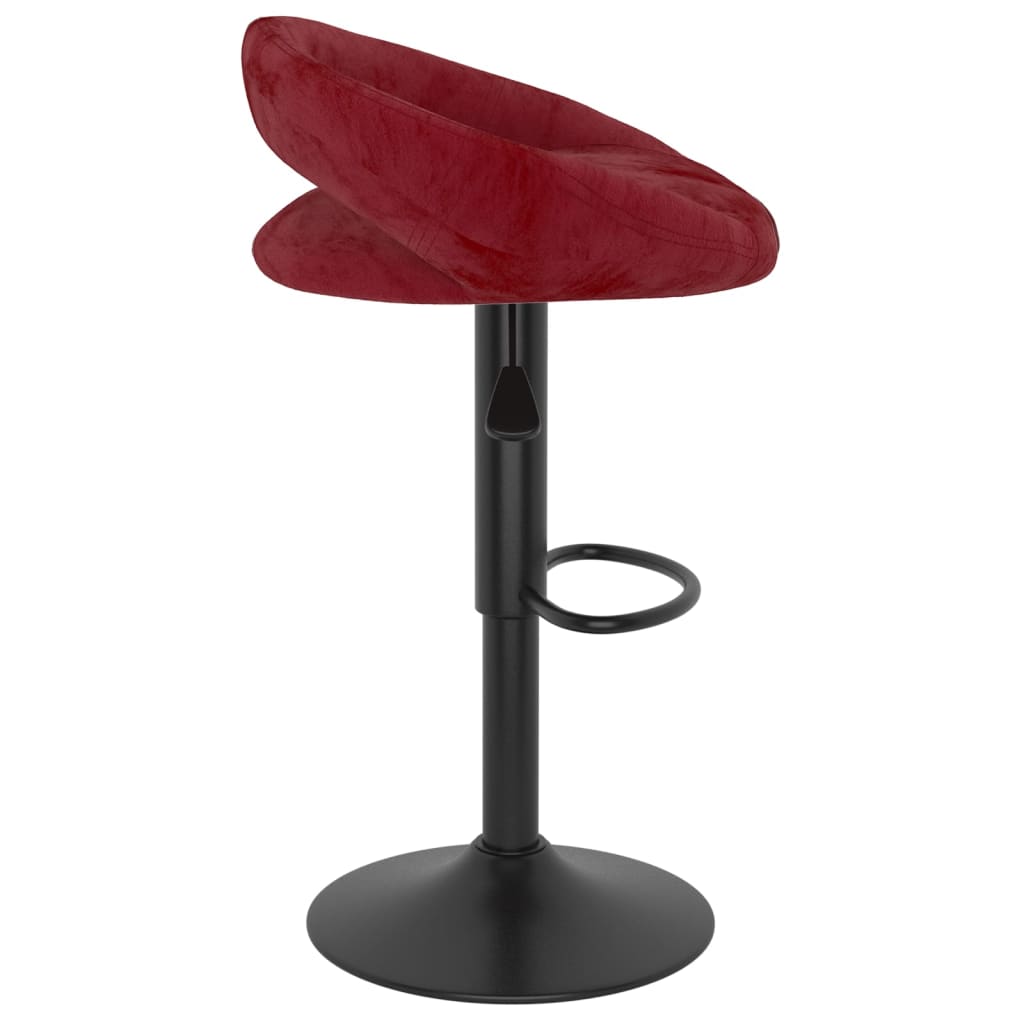 Tabourets de bar lot de 2 rouge bordeaux velours - XIOS