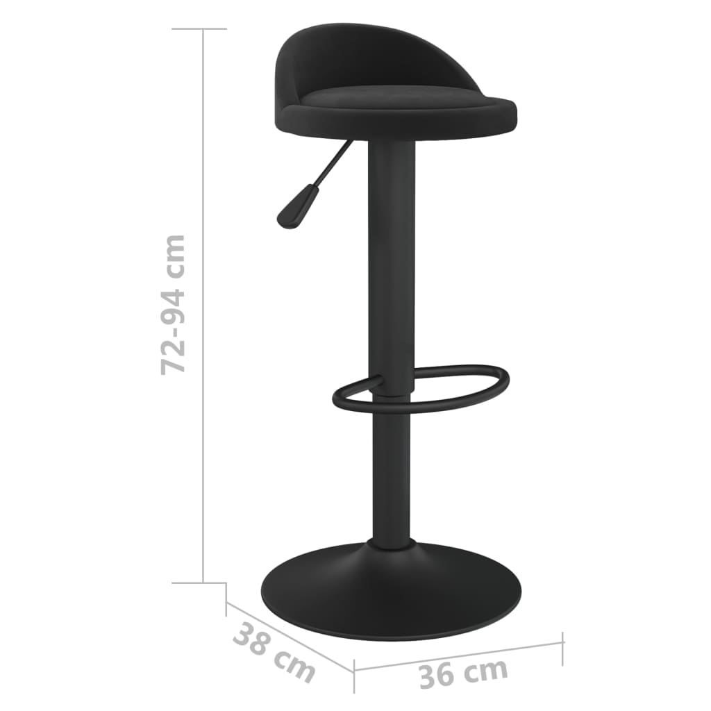 Tabourets de bar lot de 2 Noir Velours - XIOS