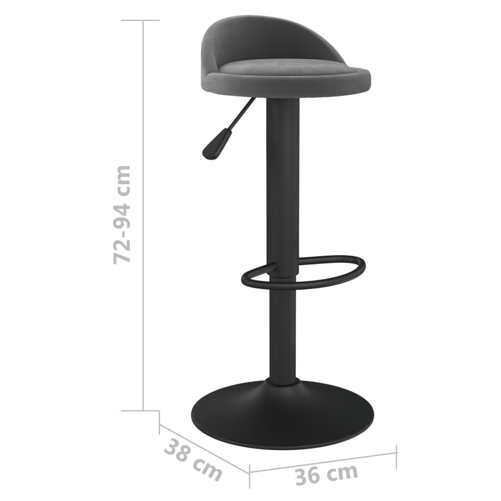 Tabourets de bar lot de 2 gris foncé velours - XIOS
