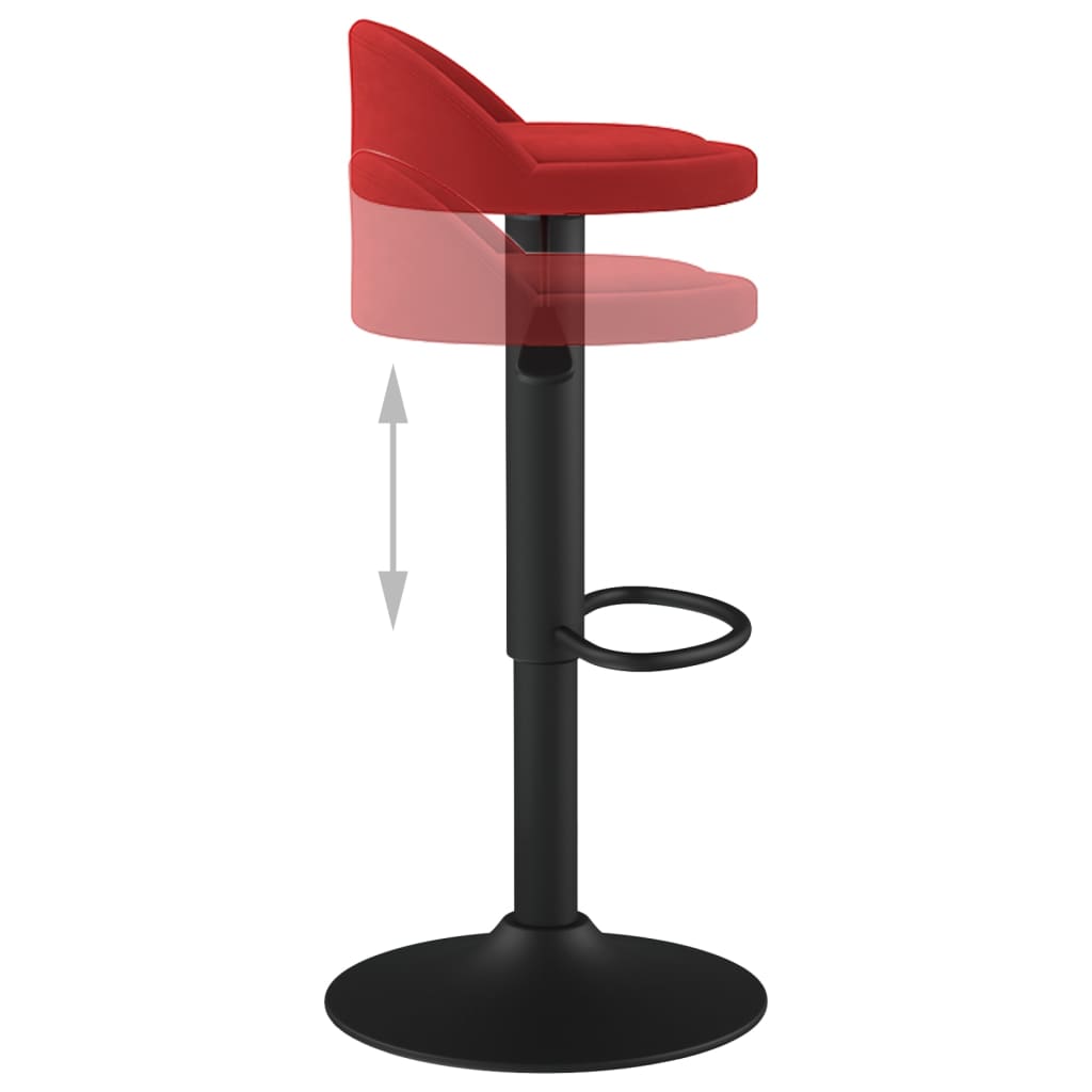 Tabourets de bar lot de 2 rouge bordeaux velours - XIOS
