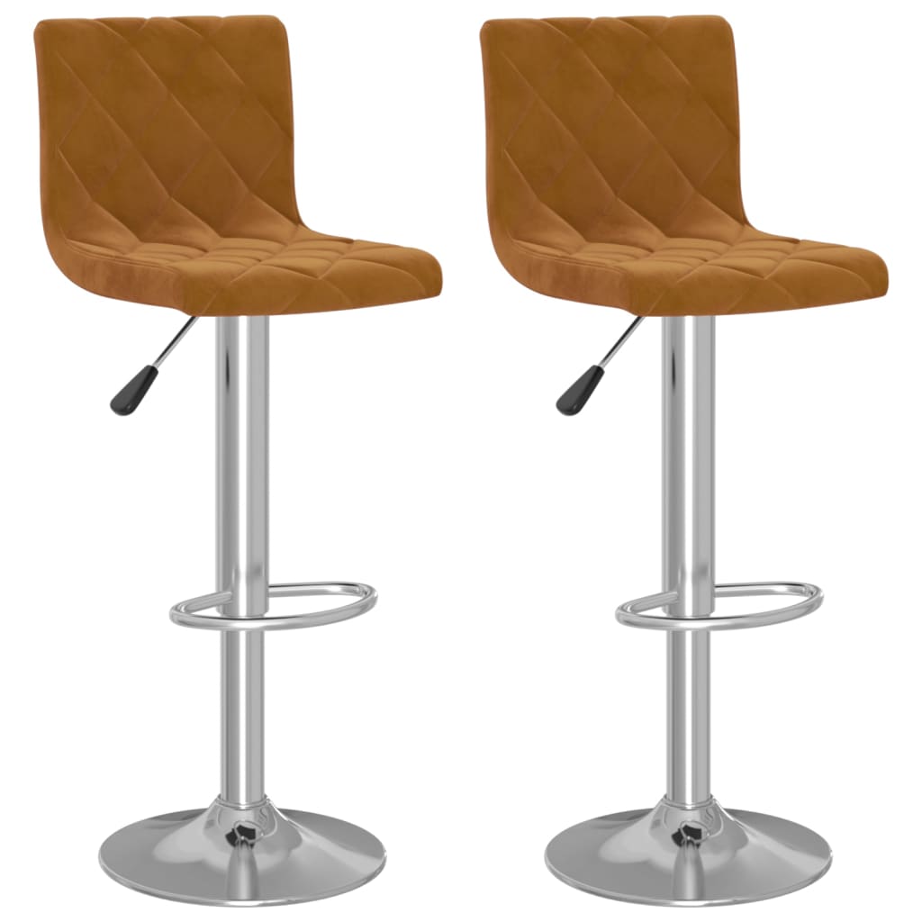 Tabourets de bar lot de 2 marron velours