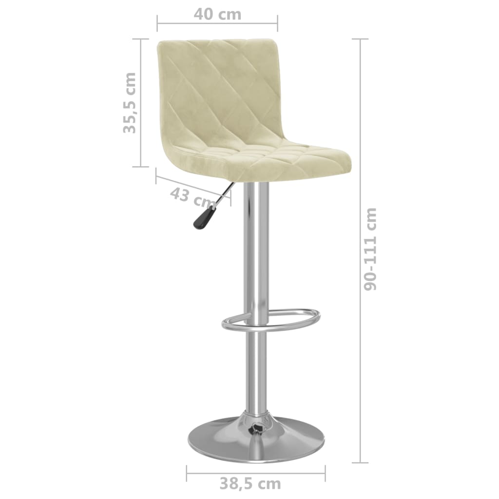 Tabourets de bar lot de 2 crème velours - XIOS