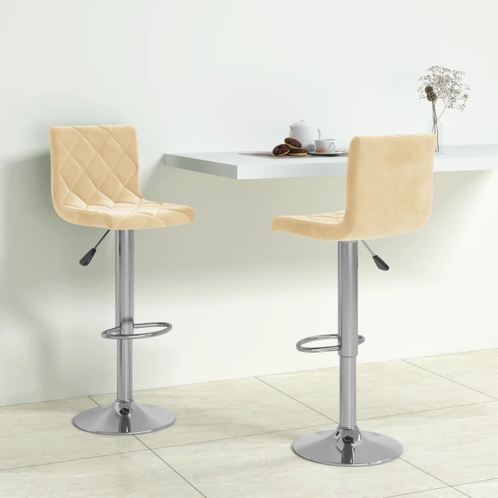 Tabourets de bar lot de 2 crème velours - XIOS