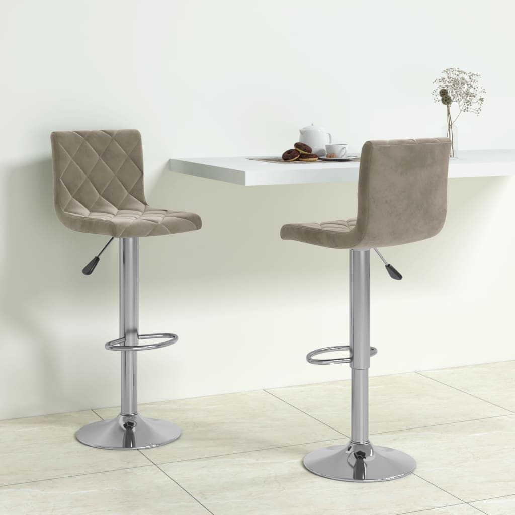 Tabourets de bar lot de 2 gris clair velours Tabourets de bar vidaXL