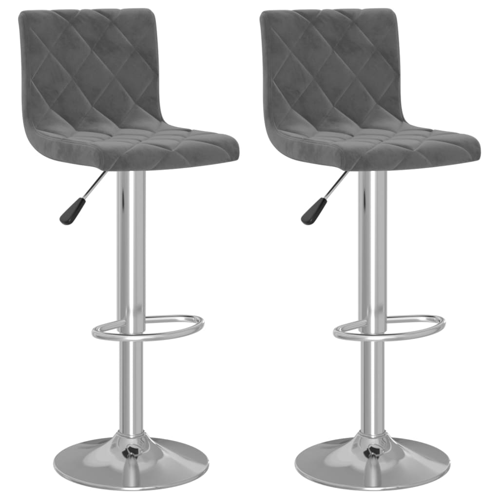 Tabourets de bar lot de 2 gris foncé velours - XIOS