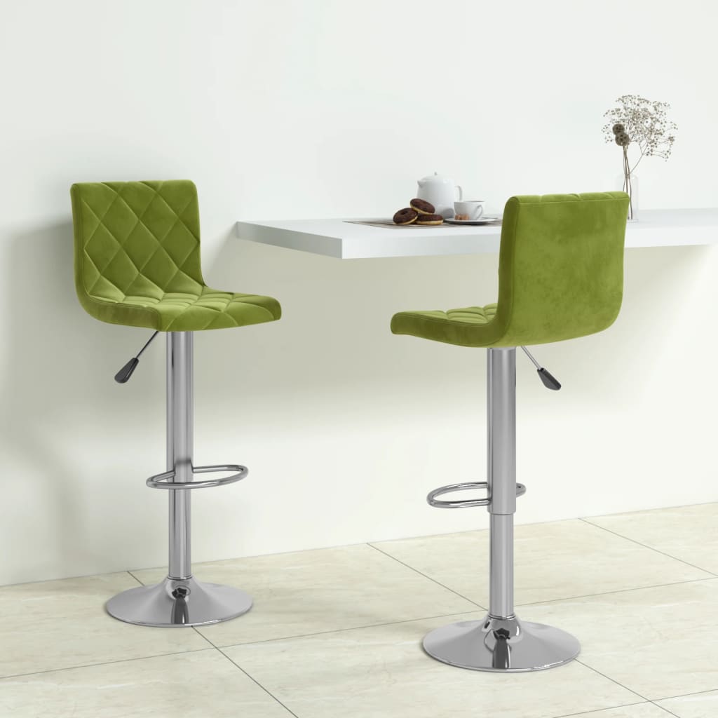 Tabourets de bar lot de 2 vert clair velours - XIOS