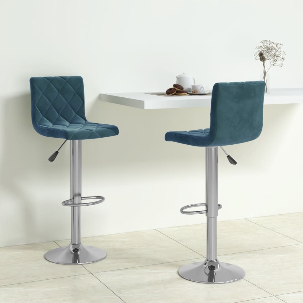 Tabourets de bar lot de 2 bleu velours - XIOS