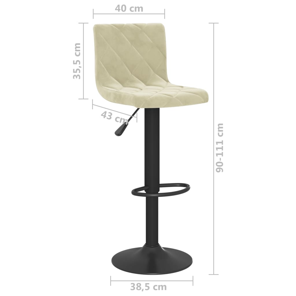 Tabourets de bar lot de 2 crème velours - XIOS