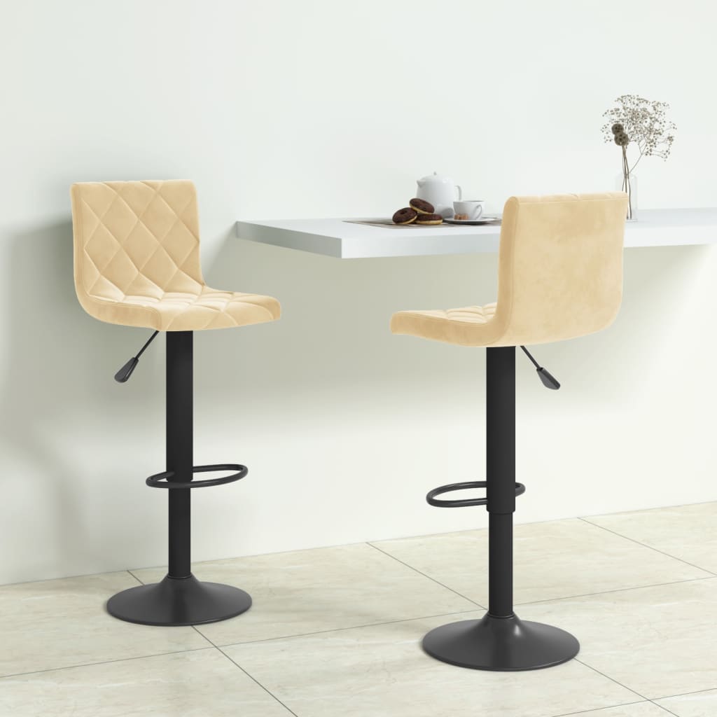 Tabourets de bar lot de 2 crème velours - XIOS