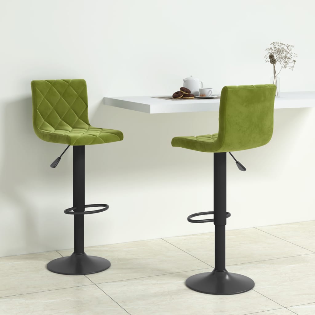 Tabourets de bar lot de 2 vert clair velours Tabourets de bar vidaXL