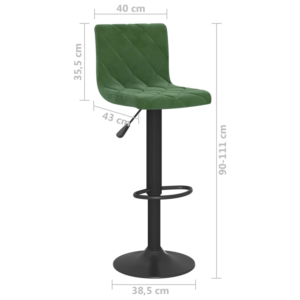 Tabourets de bar lot de 2 vert foncé velours - XIOS