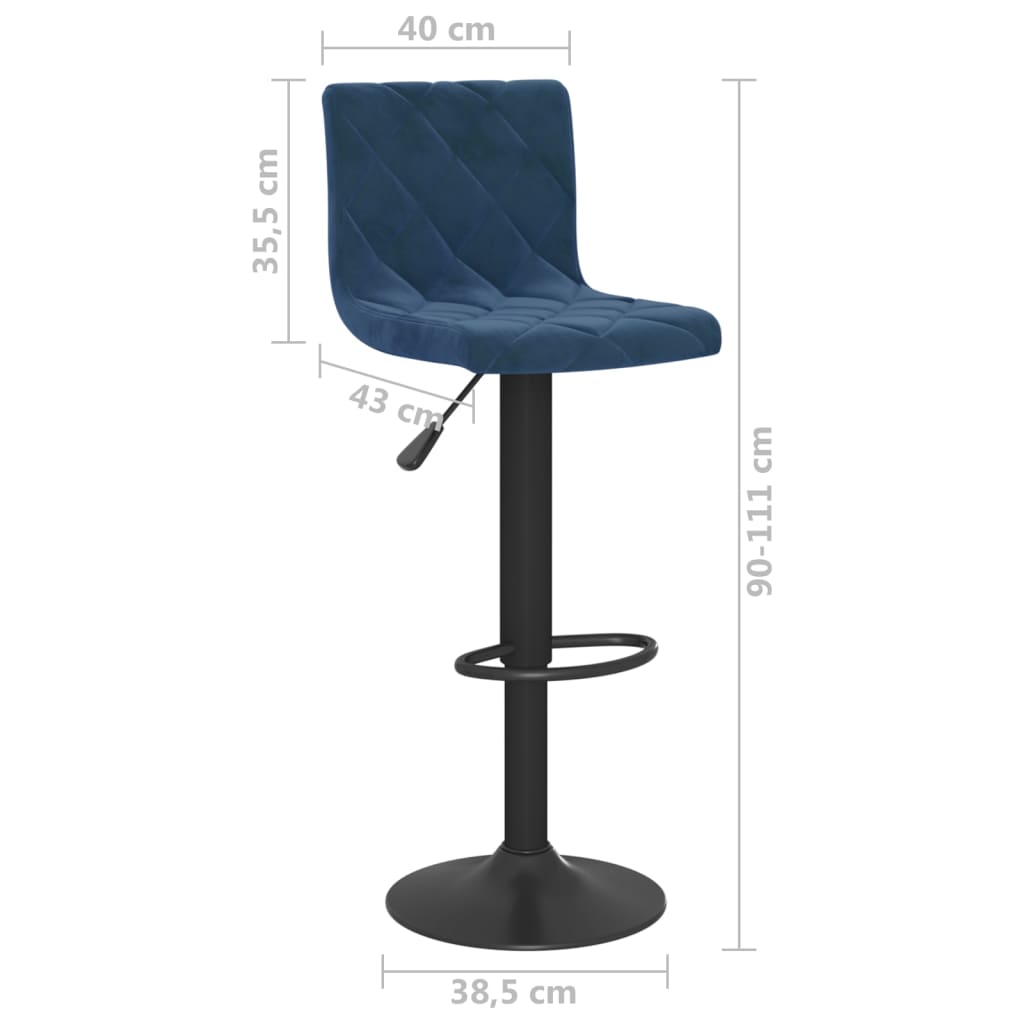 Tabourets de bar lot de 2 bleu velours - XIOS