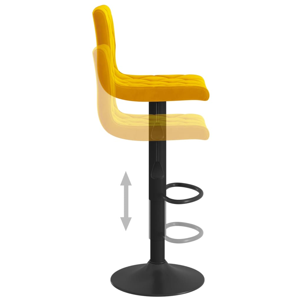 Tabourets de bar lot de 2 jaune moutarde velours - XIOS