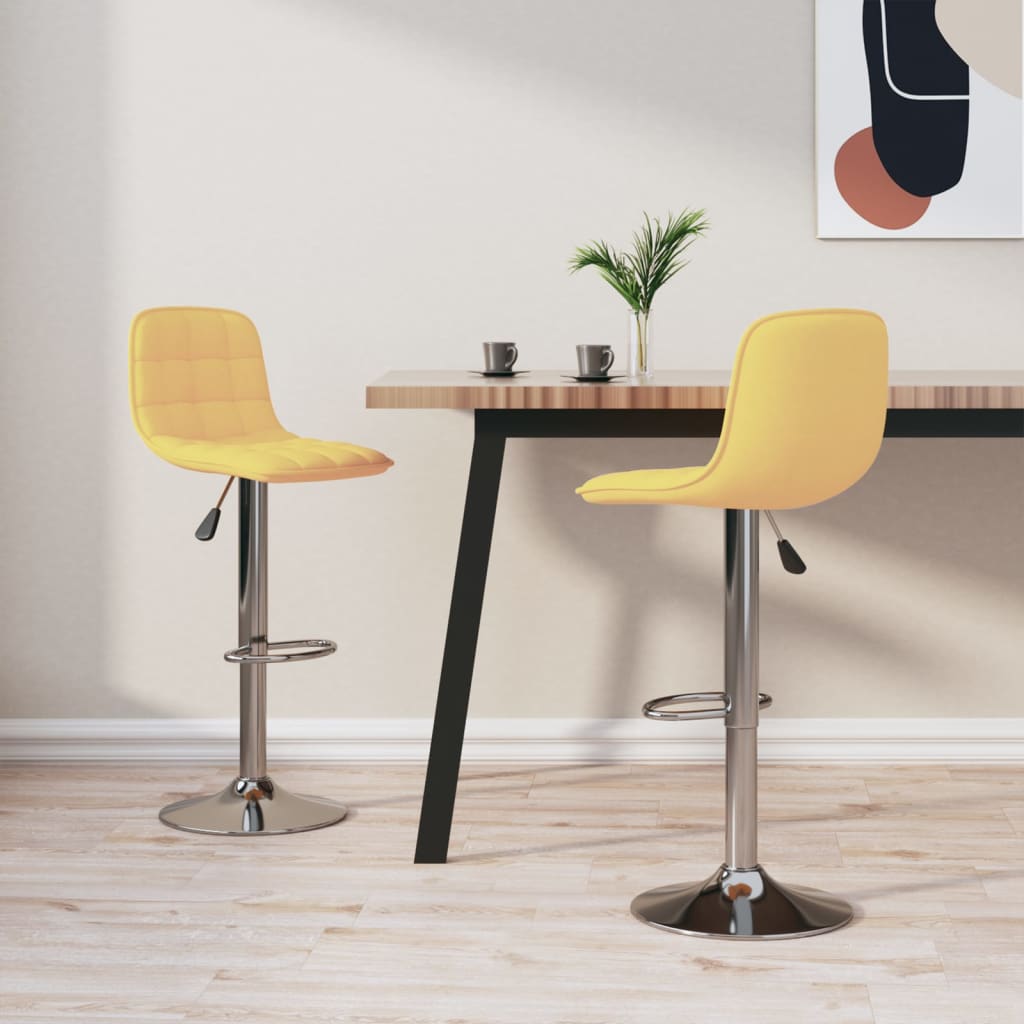 Tabourets de bar lot de 2 jaune tissu - XIOS