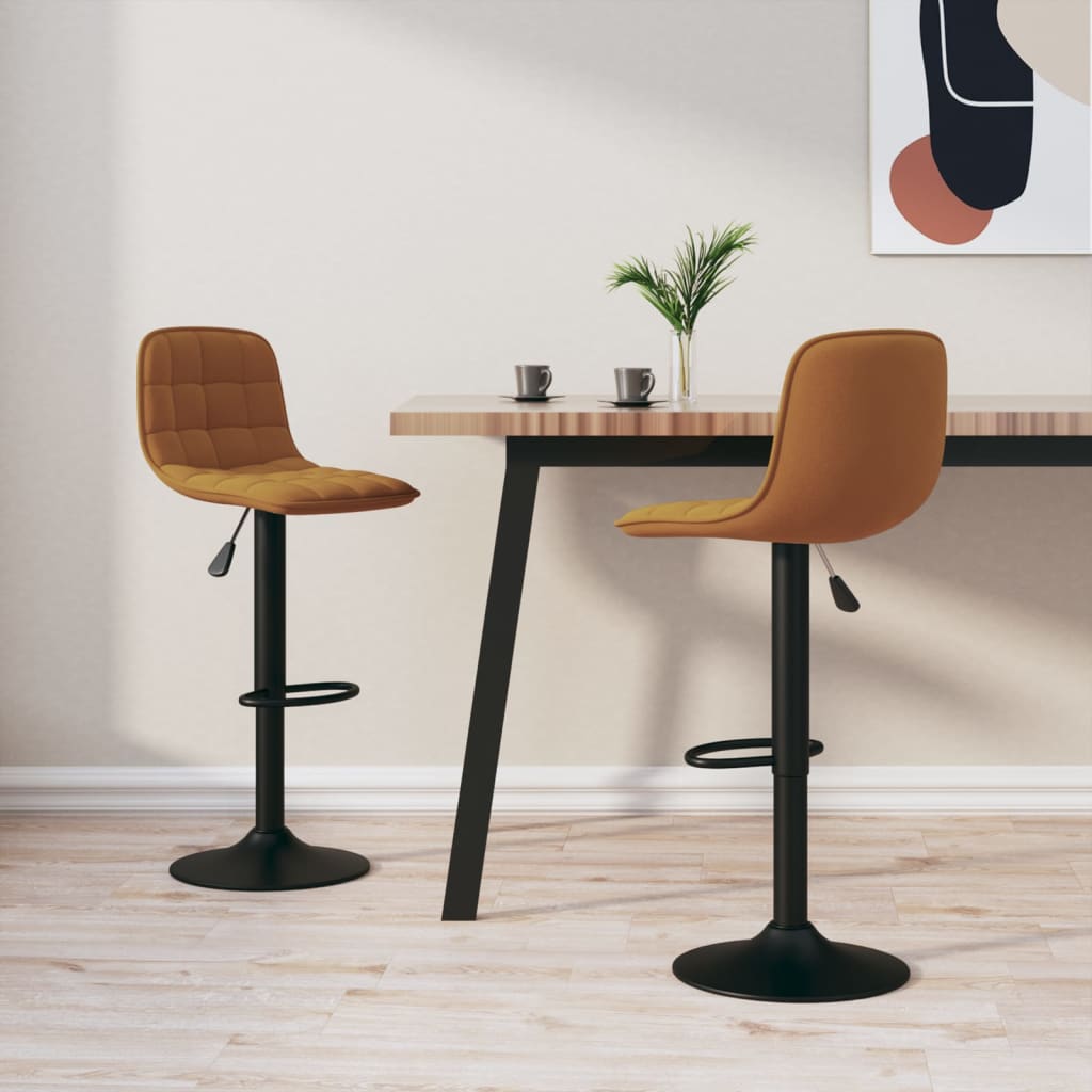 Tabourets de bar lot de 2 marron velours - XIOS