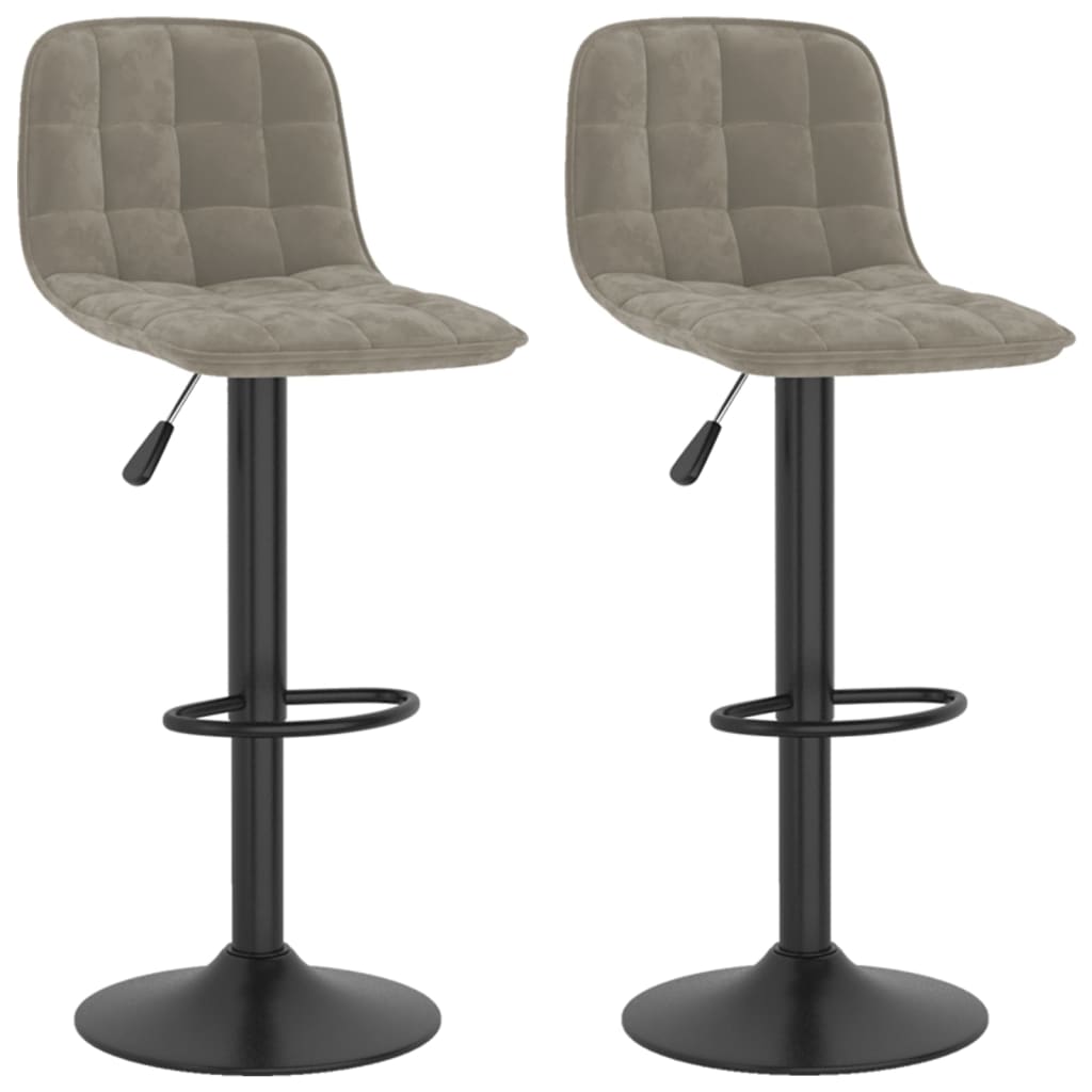 Tabourets de bar lot de 2 gris clair velours - XIOS