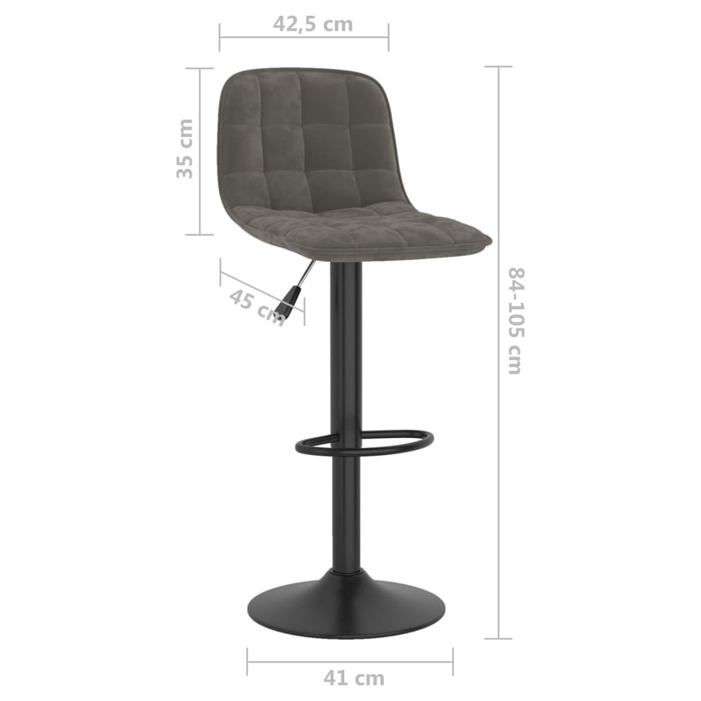 Tabourets de bar lot de 2 gris foncé velours - XIOS