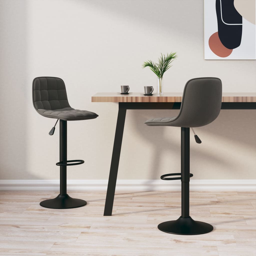Tabourets de bar lot de 2 gris foncé velours - XIOS
