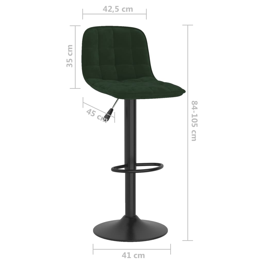Tabourets de bar lot de 2 vert foncé velours - XIOS