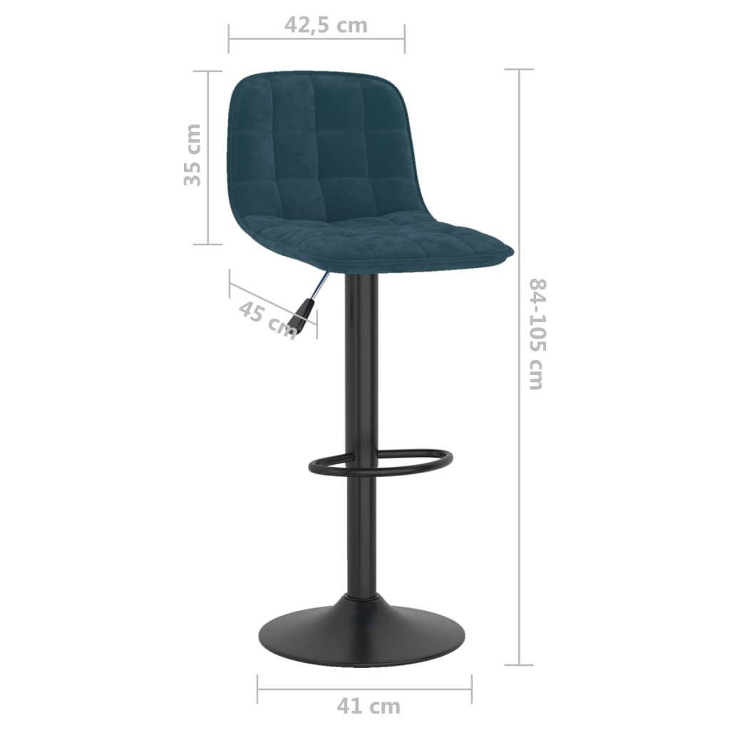 Tabourets de bar lot de 2 bleu velours - XIOS