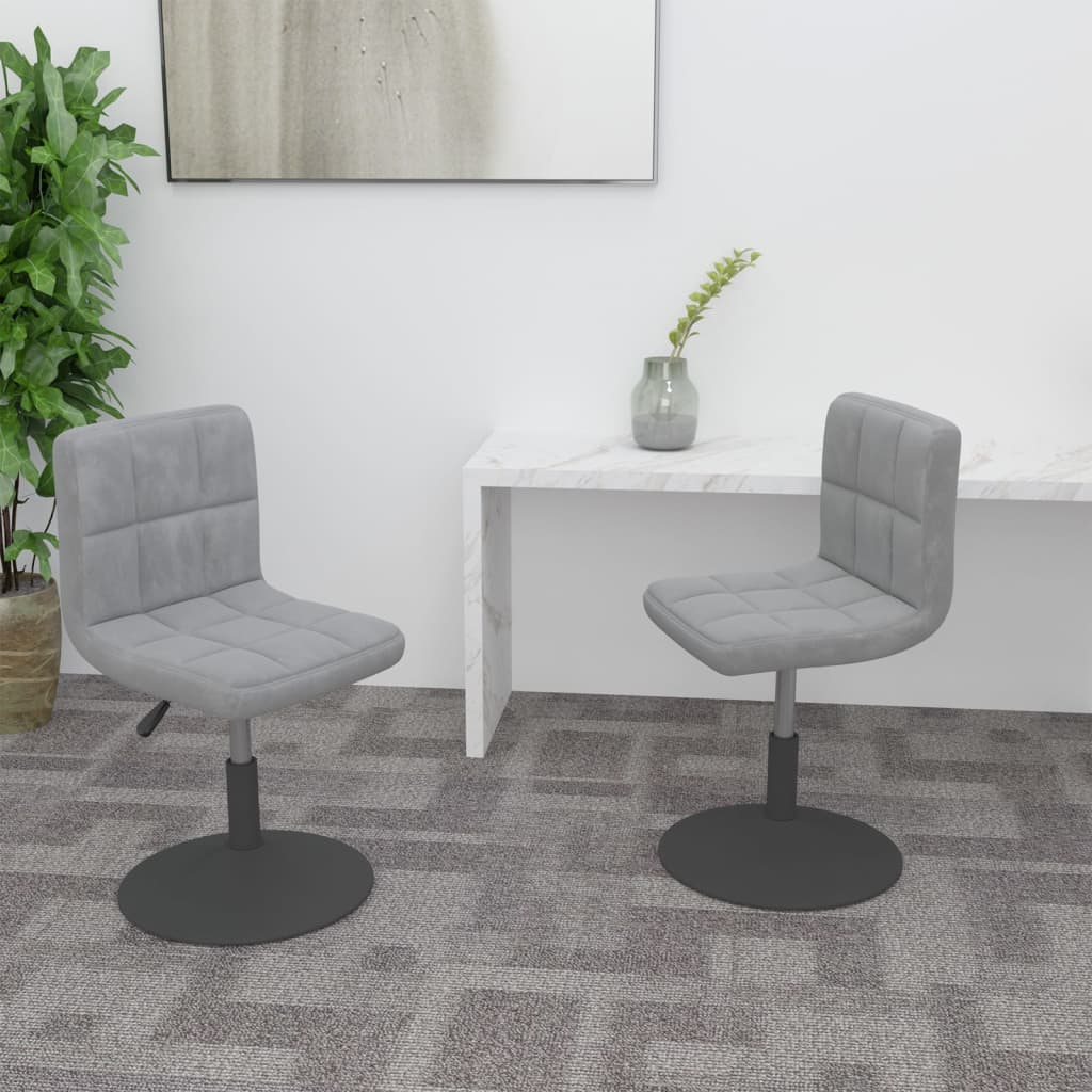 Chaises pivotantes à manger lot de 2 gris clair velours - XIOS