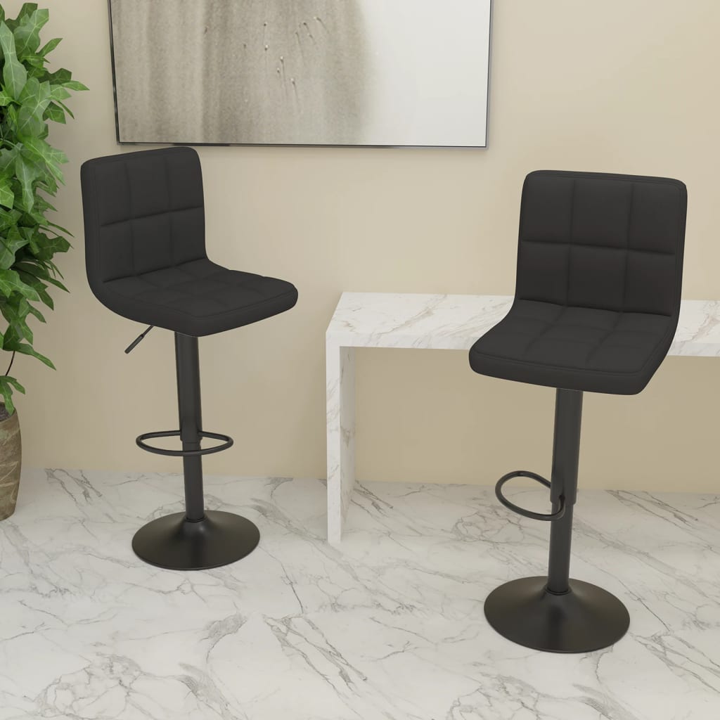 Tabourets de bar lot de 2 noir tissu - XIOS