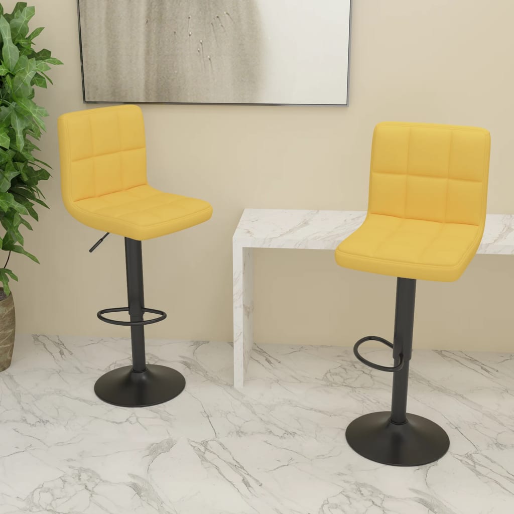 Tabourets de bar lot de 2 jaune moutarde tissu - XIOS