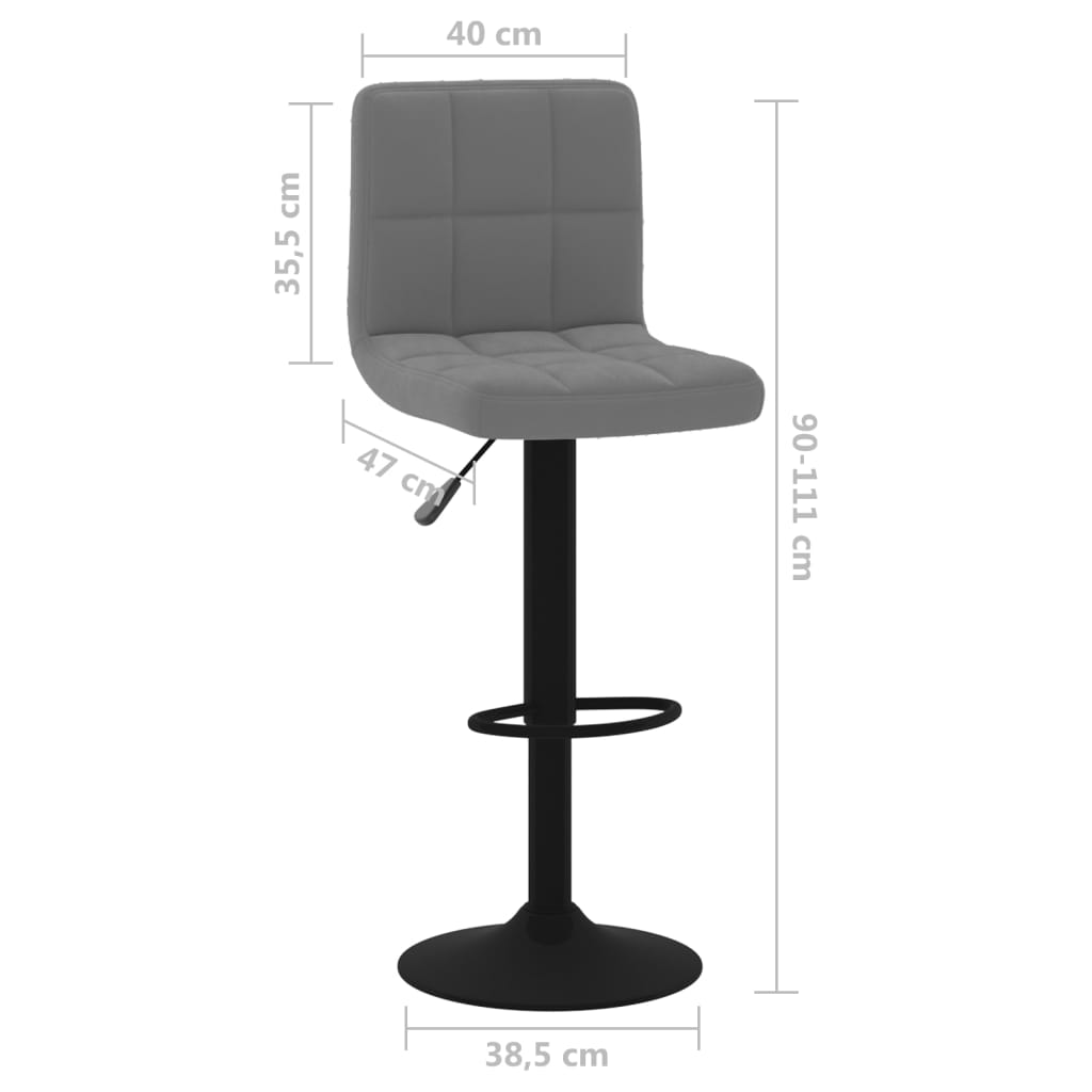 Tabourets de bar lot de 2 gris foncé velours - XIOS