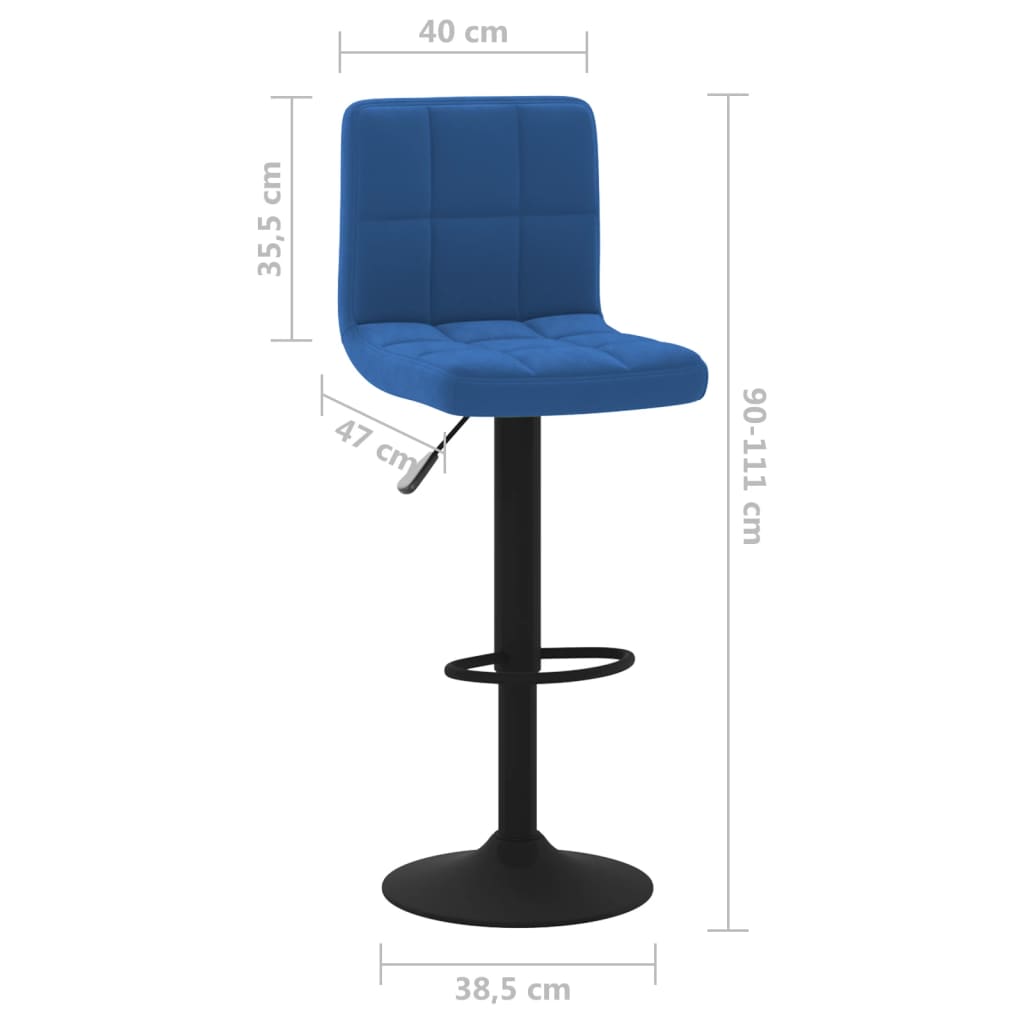 Tabourets de bar lot de 2 bleu velours - XIOS